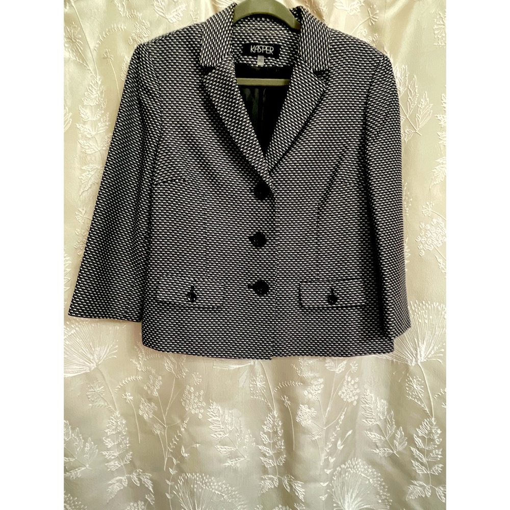Kasper Separates Black Pattern Blazer Size 12 - image 3